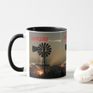 Caneca Kansas Windmill Sunset Mug
