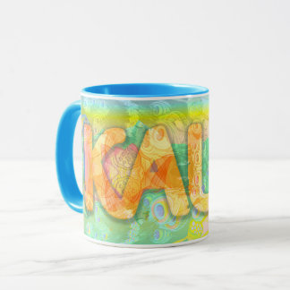 Caneca Kaur - 2 florais - azul