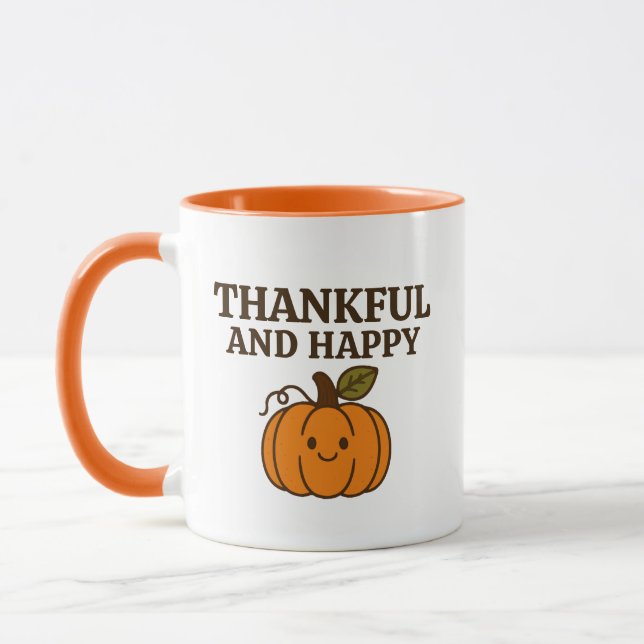 Caneca Kawaii Autumn Pumpkin Feliz Ação de Graças (Esquerda)