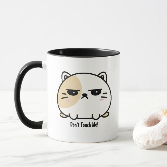 Caneca Kawaii Chubby, Cuja Gata Mochi Está Zangada (Com Donut)