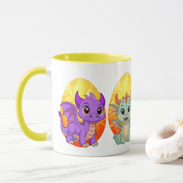 Caneca Kawaii de Dragão (Com Donut)