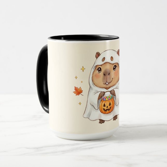 Caneca Kawaii de Duas Cores de Capivara Fantasma p (Frente Esquerda)