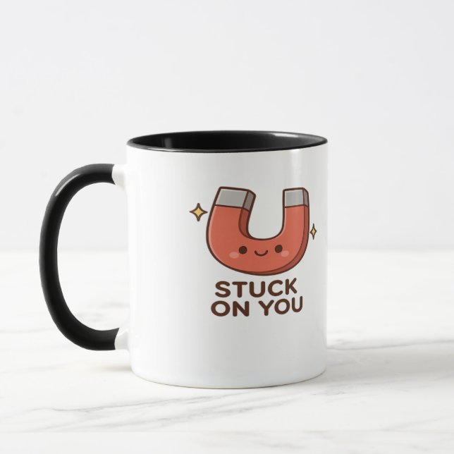 Caneca Kawaii Magnet Stuck On You Cute Playful Style  (Esquerda)