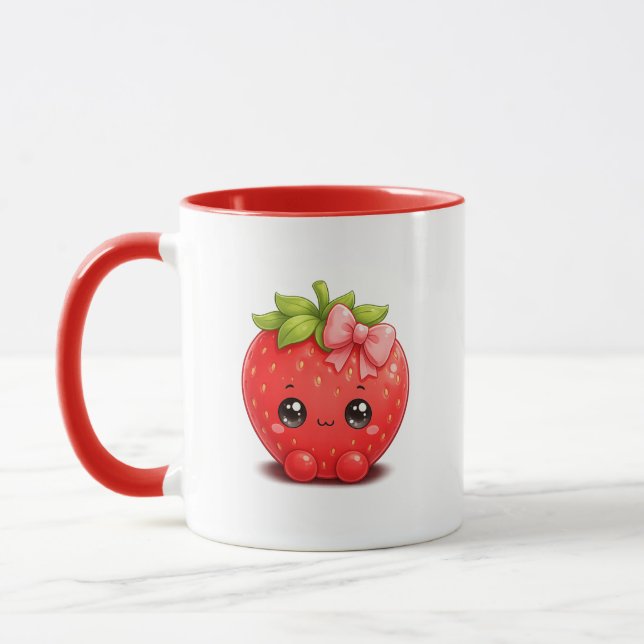 Caneca Kawaii Morango Fofo (Esquerda)