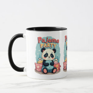 Caneca Kawaii Panda Pajama Partido Cozy Sleepover Aestéti