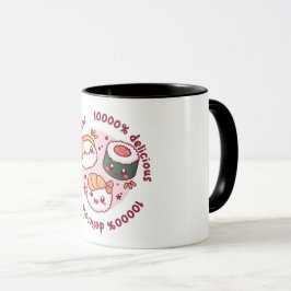 Caneca kawaii sushi com citações engraçadas para amante n