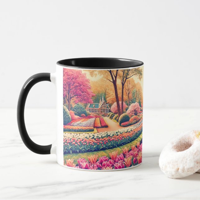 Caneca Keukenhof, O Coração da Horticultura Holandesa (Com Donut)