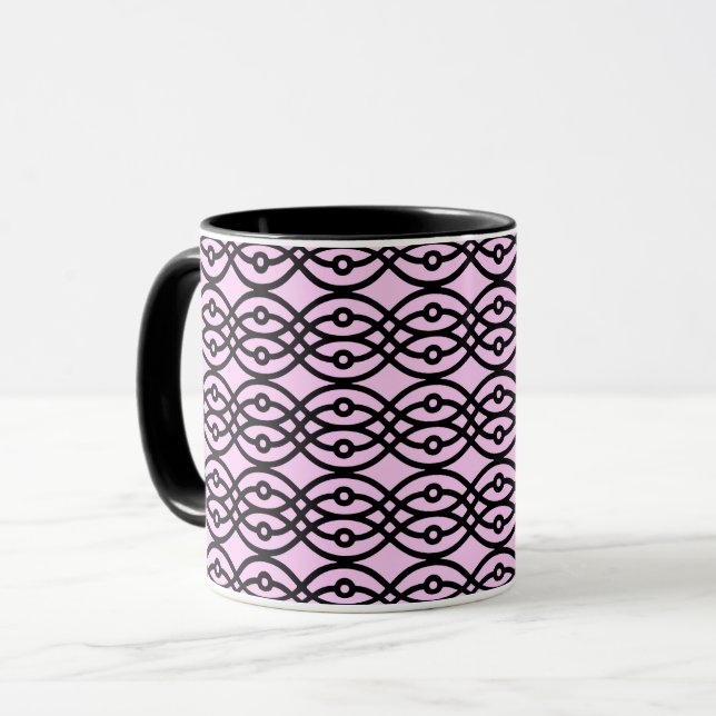 Caneca Kimono impressão, rosa-gelo e preto (Frente Esquerda)