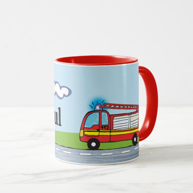 Caneca Kindertasse - Feuerwehr | personalisierbare (Frente Esquerda)
