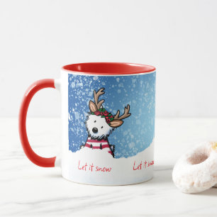 Caneca KiniArt Westie Reindeer Christmas Mug