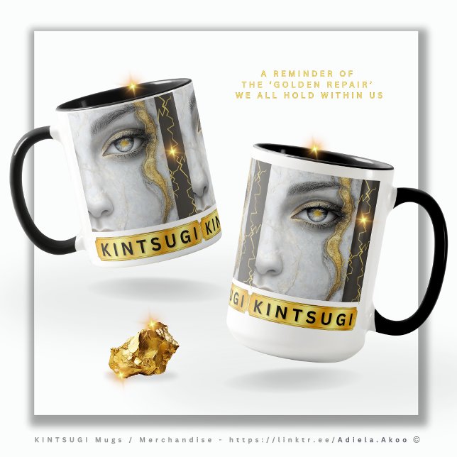 Caneca KINTSUGI Mug da Poeta Adiela Akoo (KINTSUGI Mugs by Poet Adiela Akoo - a reminder of the ‘GOLDEN REPAIR’ we all hold within us. Gift it)