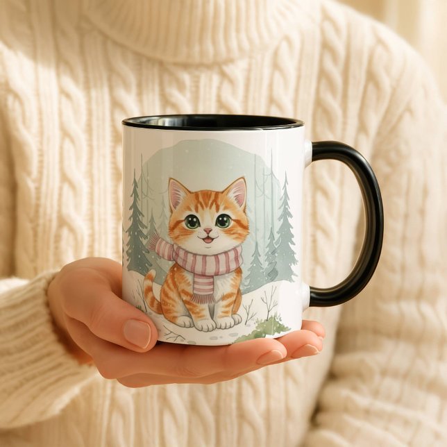 Caneca Kitten Cat Mug, Watercolor Cat Lover Gift (Criador carregado)