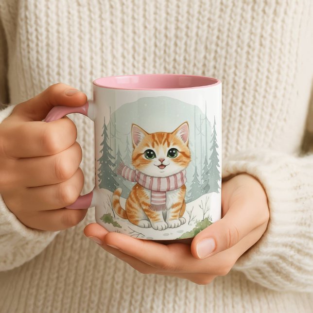 Caneca Kitten Cat Mug, Watercolor Cat Lover Gift (Criador carregado)