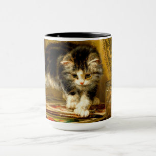 Caneca Kitten com pintura e escovas
