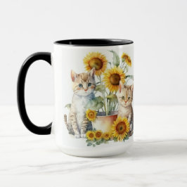 CANECA KITTENS ADORÁVEIS DE COR DE ÁGUA COM FLORES