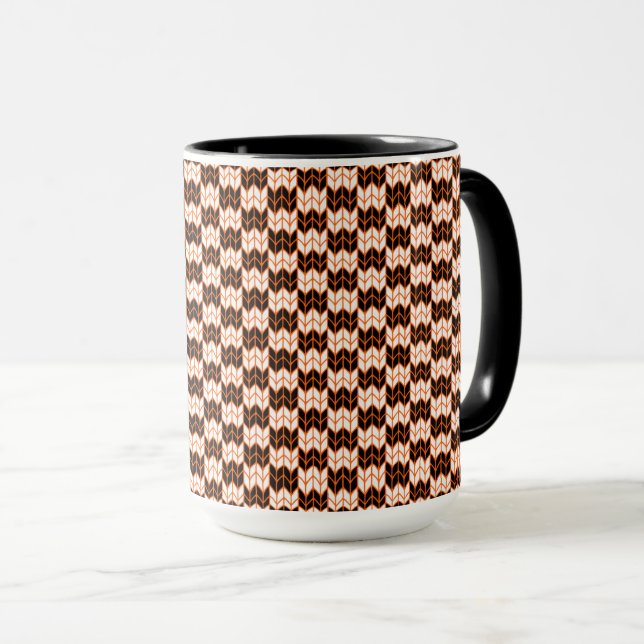 CANECA KNIT DE VERIFICAÇÃO DE LARANJA PRETO CINTA (Frente Esquerda)
