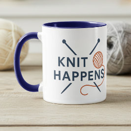 Caneca Knit Happens Funny Knitting Pun