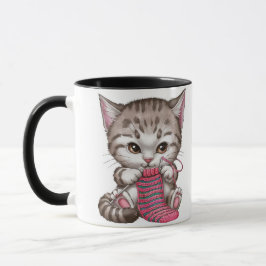 Caneca Knitten para amantes de gatos e artesanatos