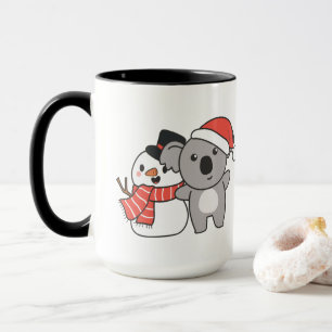 Caneca Koala Com Snowman No Inverno Para O Natal
