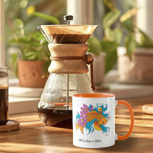 Caneca Koi Fish Lotus Cherry Blossoms