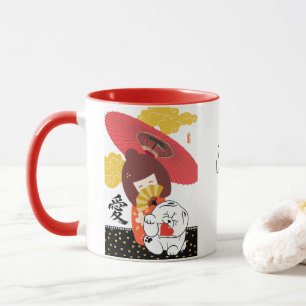 Caneca KOKESHI AMOR  Coração de cachorro Chow 