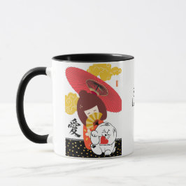 Caneca KOKESHI LOVE  Chow dog heart 