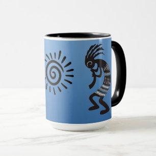 Caneca Kokopelli com símbolo nativo americano do sol