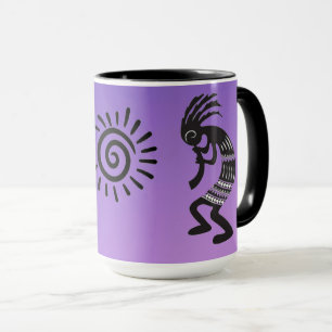 Caneca Kokopelli com símbolo nativo americano do sol