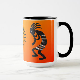 Caneca Kokopelli com símbolo nativo americano do sol