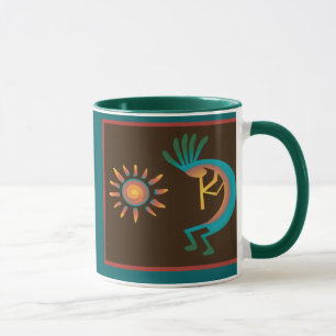 Caneca Kokopelli Southwest Turquoise Brown Coffee Mugs