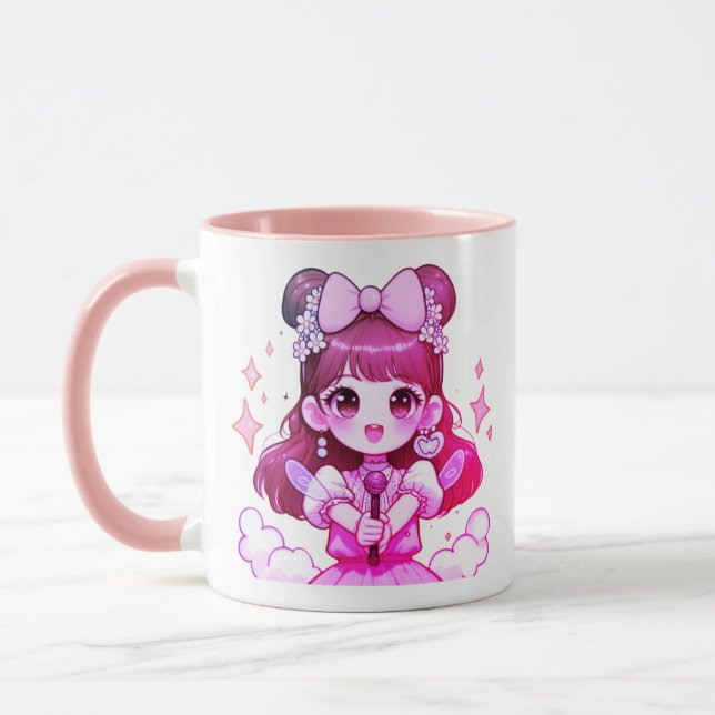 caneca kpop garota cantora desenho  (Esquerda)