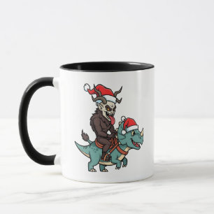 Caneca Krampus Montado Em Um Dinossauro Natal Malvado Do