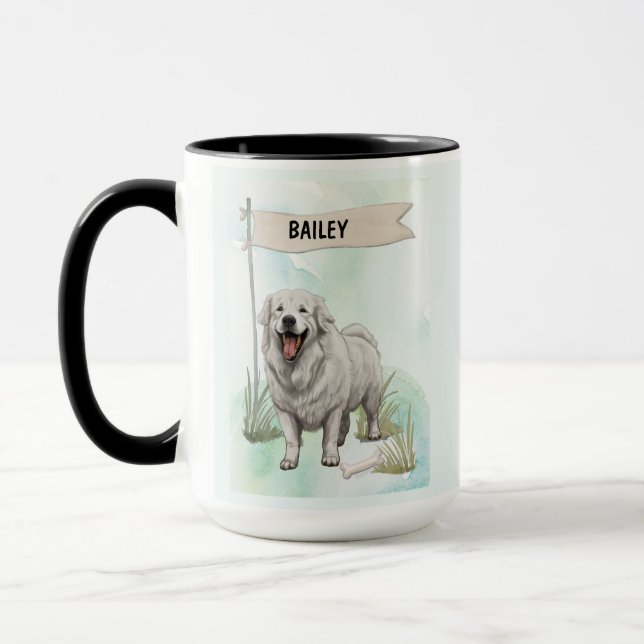 Caneca Kuvasz Aquarela Cachorro Personalizado (Esquerda)