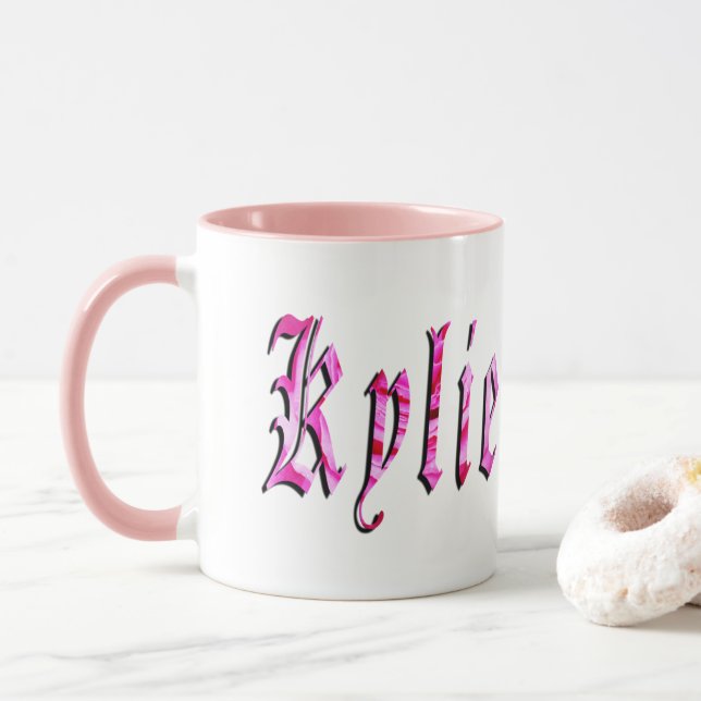 Caneca Kylie, Name, Logo Ringer Combo Coffee Mug. (Com Donut)