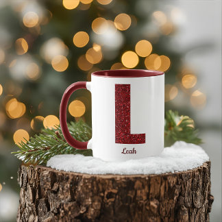 Caneca L com Monograma de Brilho Moderno com Nome