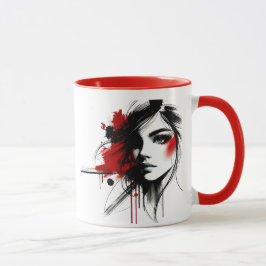 Caneca L’élégance du noir et du rouge au style moderne.