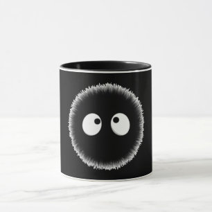 Caneca Lã de Puffball Preta e Bonita com Olhos - Dri Cozy