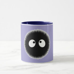 Caneca Lã de Puffball Preta e Bonita com Olhos - Dri Cozy