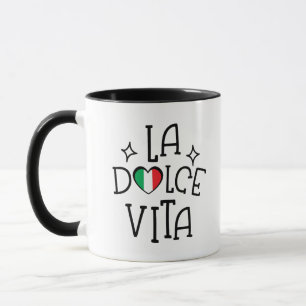 Caneca La Dolce Vita Bandeira Italiana Coração Fofo