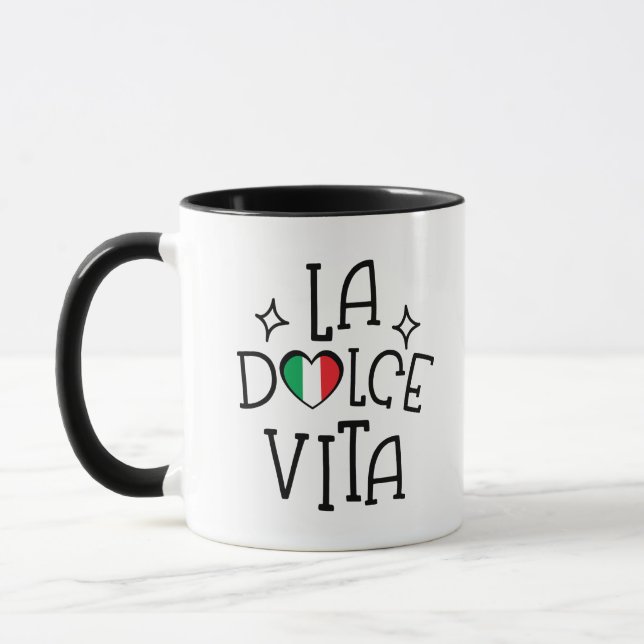 Caneca La Dolce Vita Cute Italian Flag Heart (Esquerda)