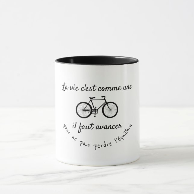 Caneca La vie c'est comme une bicyclette (citation) (Centro)