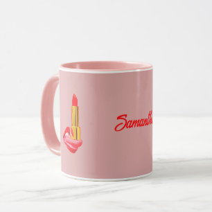 Caneca Lábio Vermelho no Rosa da Língua com Nome Personal