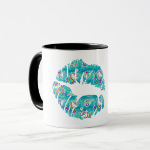 Caneca LÁBIOS DE BEIJO UNICÓRNIO Metálico Iridescente Tur