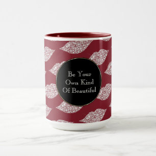 Caneca Lábios de diamante branco vermelho