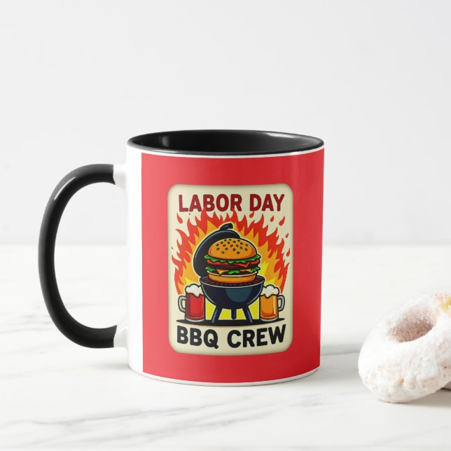 Caneca Labor Day BBQ Crew Flame Grill Shirt – Worker Holi (Com Donut)