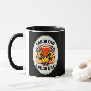 Caneca Labor Day Worker Badge Tools Design