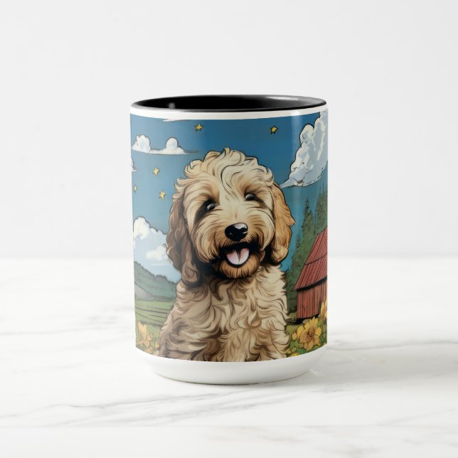 Caneca Labradoodle Puppy Fazenda Morning (Centro)