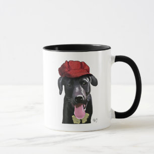 Caneca Labrador Preto com Boné Vermelho