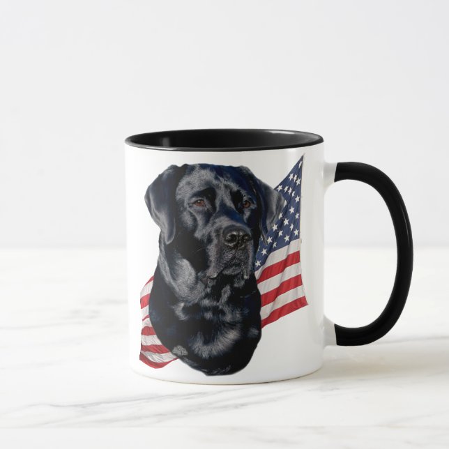 Caneca Labrador retriever preto e bandeira (Direita)