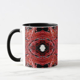 Caneca Labyrinthine Abstract Red Black White Fluid Art